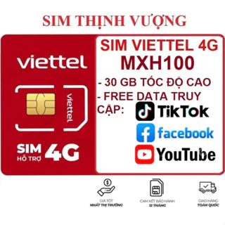 SIM VIETTEL 4G MXH100 Không Giới Hạn Lưu Lượng Truy cập FB YT TIKTOK MES