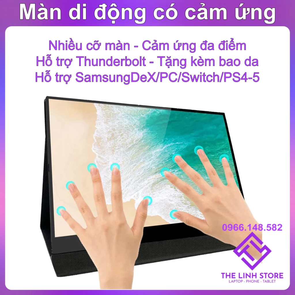 Màn hình di động có cảm ứng đa điểm Hỗ trợ Samsung DeX PC Switch - Tặng kèm bao da