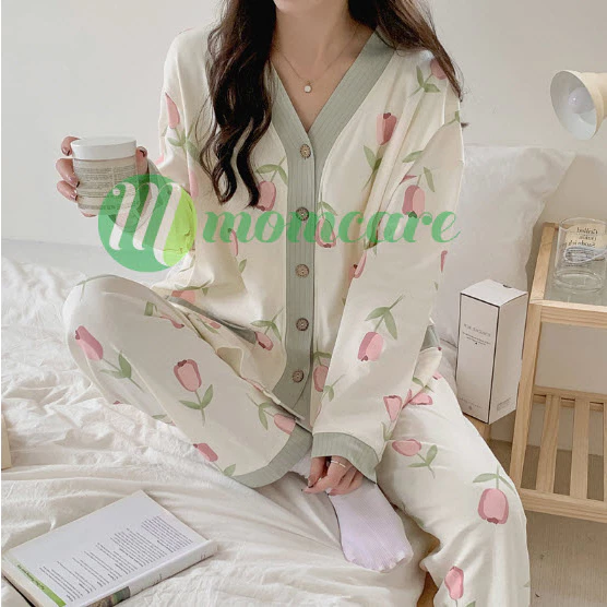 Pijama Bầu sau sinh cho con bú ti CỔ TIM VỊT MŨ - Bộ đồ bầu mặc nhà - Quần áo ngủ bà bầu đẹp thời trang giá rẻ Bigsize