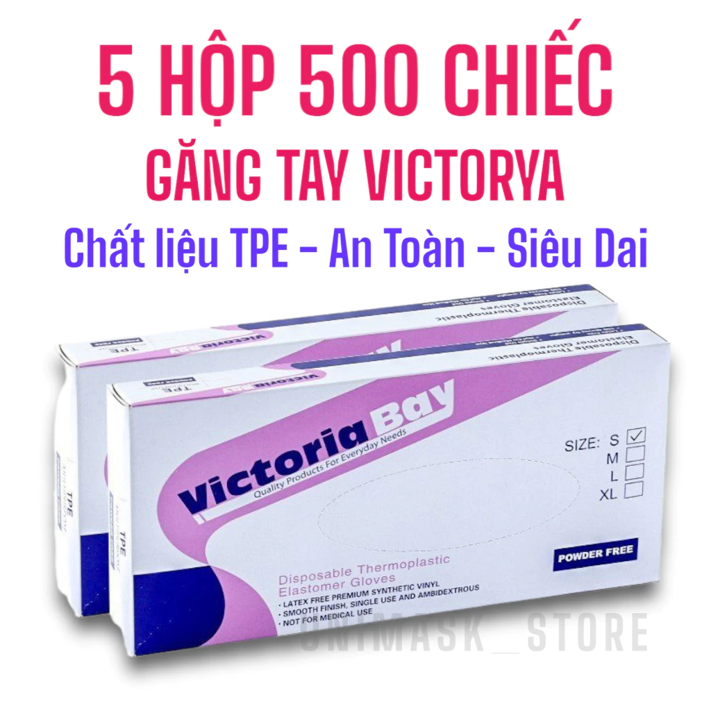 5 Hộp 500 chiếc găng tay Victoria Bay, găng tay vic nấu ăn vật liệu TPE siêu dai và mềm mịn