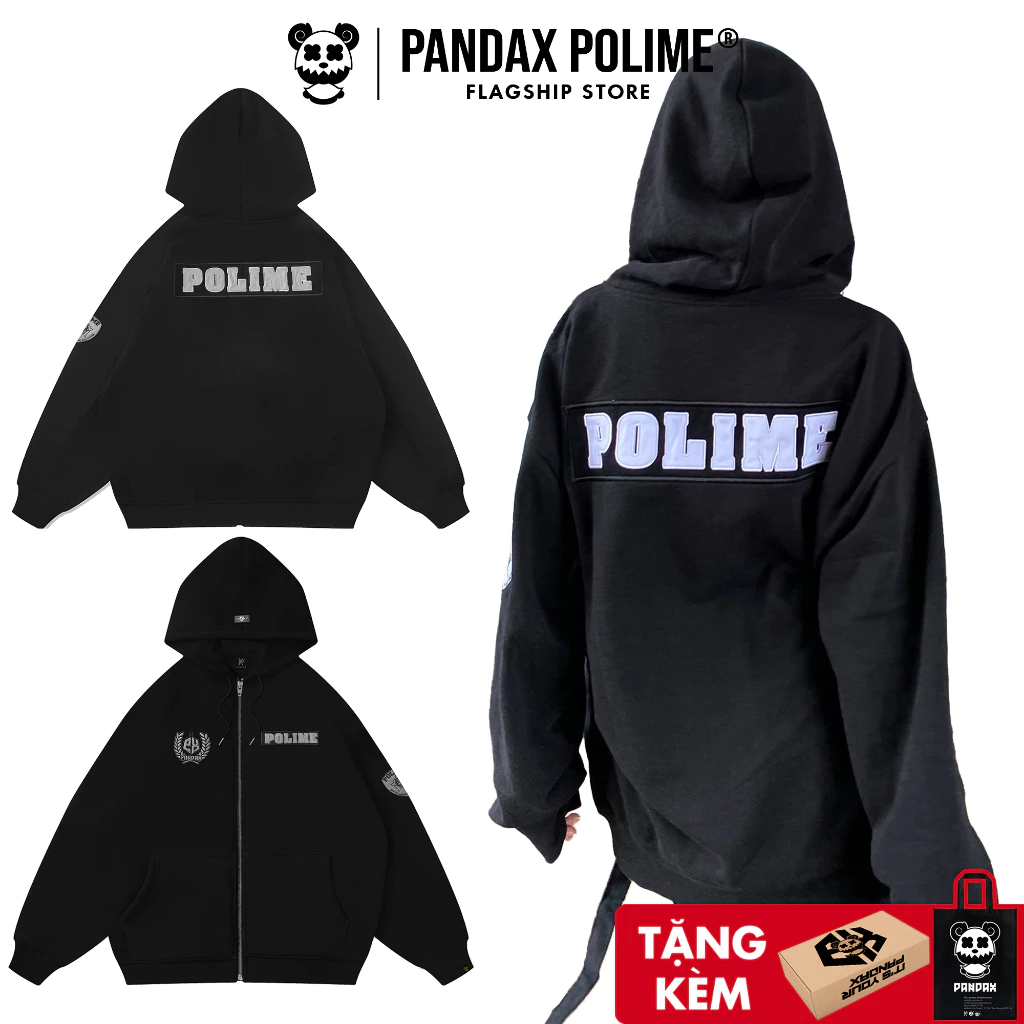 Hoodie zip áo khoác nỉ chân cua nam nữ  local brand form rộng bigsize pandax polime racing mall khoá kéo chính hãng