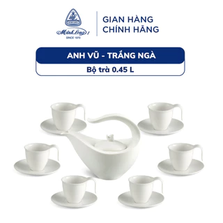 Bộ Ấm Trà Sứ Minh Long 0.45 L - Anh Vũ - Trắng Ngà