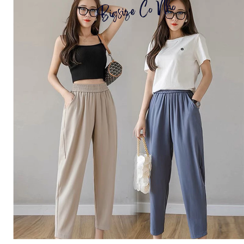 Quần Baggy Bigsize Nữ Quần Dài Cạp Cao Tôn Dáng Thun Gân Mặc Đi Học Đi Làm  Q16