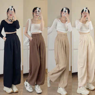 Quần ống suông nữ JEMCLOSET quần ống rộng hack dáng MINMIN 2962