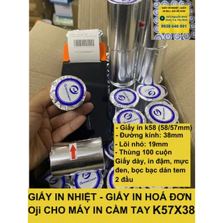 10 Cuộn Giấy In Bill K57 - Giấy In Nhiệt K57 Cho Máy Cà Thẻ, Pos cầm tay Now Delivery/Grab/Goviet/Baemin 57x38