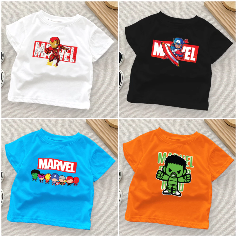 Áo thun bé trai Eliokids, áo phông bé trai BST Marvel 7kg đến 32kg ATTE268