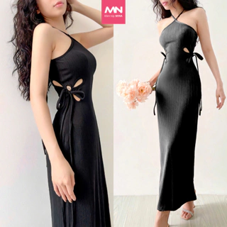 Đầm nữ dáng dài thương hiệu Đầm Váy Mina ôm body chất liệu thun gân - MN223