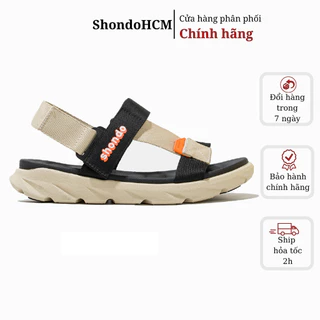 Giày Sandal nam nữ Shondo F6 Sport Be phối Đen F6S2510