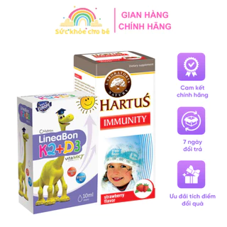 Combo Lineabon D3K2 + Hartus Immunity - Đề Kháng Khỏe, Bé Thêm Cao