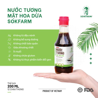 Nước tương mật hoa dừa sokfarm 200ml nước tương từ mật hoa dừa không đậu nành, không đường, ít muối