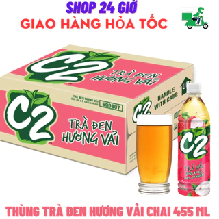 C2 Trà Đen Hương Vải  Thùng 24 Chai 455 ml