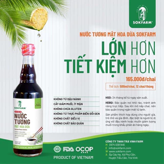 Nước tương mật hoa dừa sokfarm 500ml nước tương thuần chay ít mặn không đậu nành không chất bảo quản