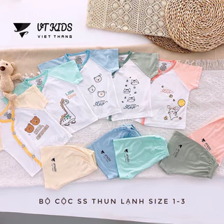 Bộ cộc tay thun lạnh Vtkids viền màu cho bé trai bé gái