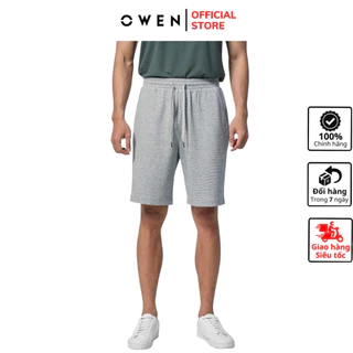 Quần short nam cao cấp OWEN SN231415 quần sooc ngố đùi màu xám melange vải vải cotton mềm mát dáng regular fit