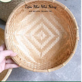 Thúng tre mini trang trí decor, rổ tre hun khói đựng đồ ăn, chụp ảnh size 20cm, 25cm, 30cm