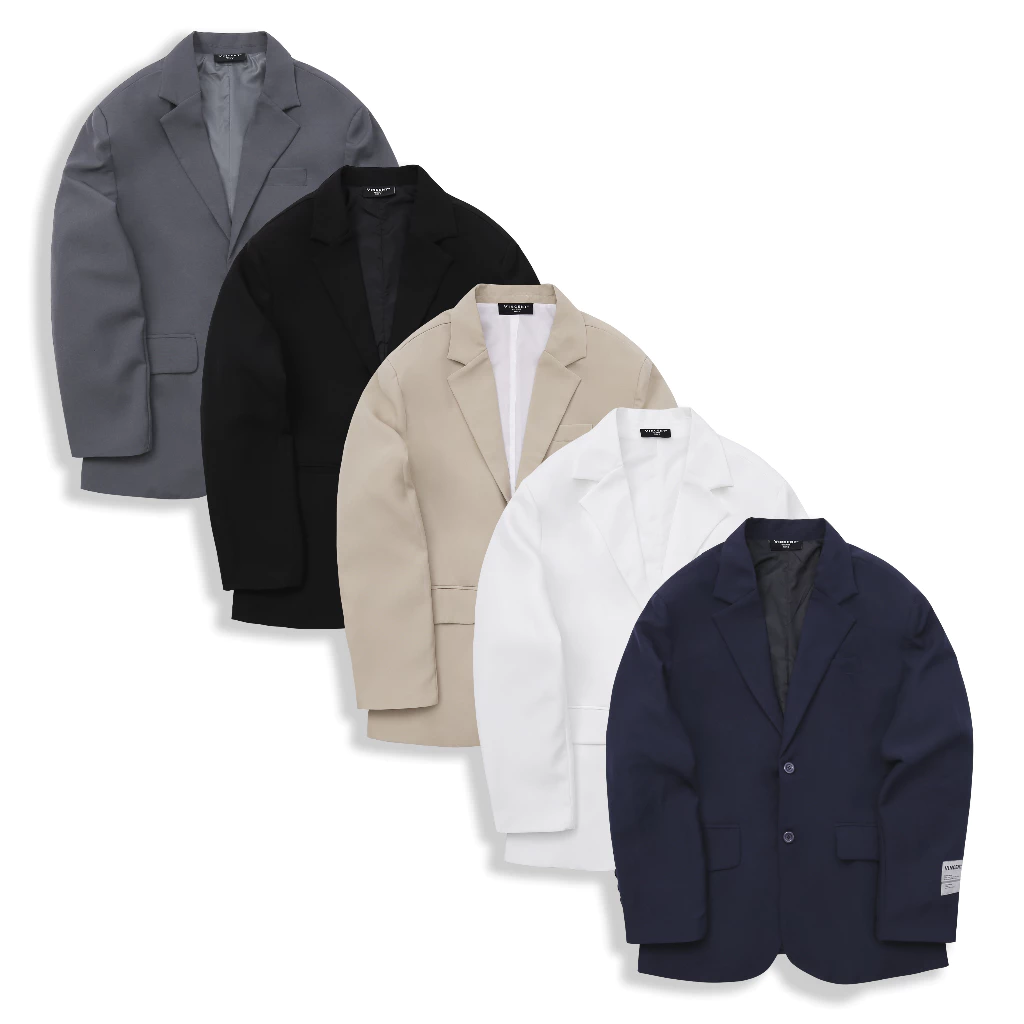Áo Vest Blazer Vincent Vải Square Ford Màu Trắng, Màu Da, Màu Xám, Màu Xanh Đen, Màu Đen
