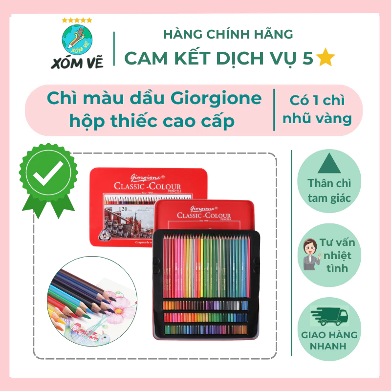 [Xóm Vẽ] Bộ bút chì màu dầu hộp thiếc cao cấp Giorgione, bộ 12/24/36/48/72 màu.