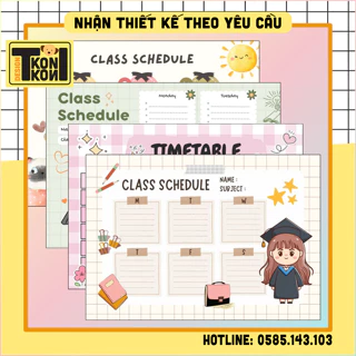 Decal Lột Dán Thời Khoá Biểu Timetable Dễ Thương, Tiện Lợi - Decal Có Sẵn Keo Class Schedule A6 A5 Cute Nhiều Kích Thước