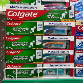 [Tặng bàn chải] Kem đánh răng Colgate Ngừa sâu răng Chắc khoẻ 225g (Hương bạc hà the mát)