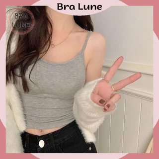 Áo croptop nữ cotton mút mỏng có thể tháo rời BRALUNE, áo ngực nữ hai dây sport ôm sát cá tính mã 618