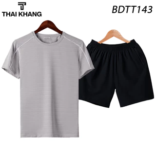 Bộ thể thao nam cổ tròn Thái Khang chất liệu vải thun lạnh thoáng mát co giãn năng động BDTT14