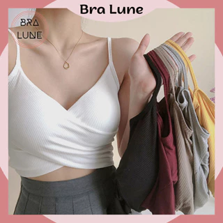 Áo croptop nữ cotton mút mỏng BRALUNE, áo ngực nữ dây mảnh cách điệu đan chéo thời trang mã 627