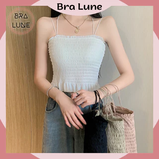 Áo croptop nữ mút mỏng có thể tháo rời, vải nhúm thời trang BRALUNE, áo ngực nữ hai dây mảnh ôm sát hotttrend mã 623