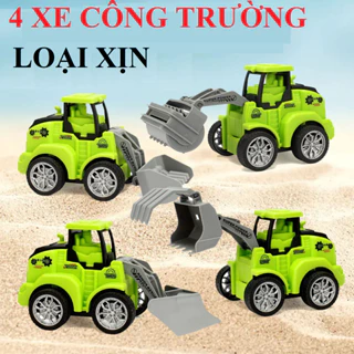 Xe oto máy xúc cần cẩu trộn bê tông đồ chơi công trình nhựa cao cấp an toàn cho bé