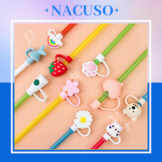 Nắp đậy ống hút silicon 3D hoạt hình dễ thương, straw topper nút đậy ống hút chống bụi nhiều màu – NACUSO