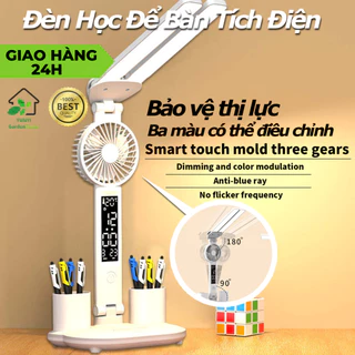 Đèn Học Để Bàn Tích Điện Chống Cận 3 Chế Độ Sáng Cảm Ứng Thông Minh Đèn Led,Đèn học để bàn tích điện 2023