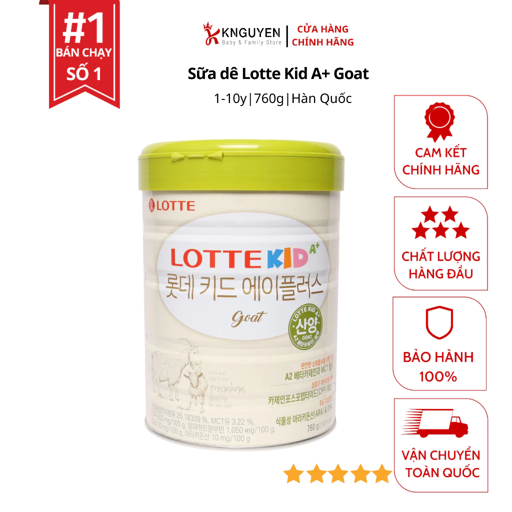 Sữa Bò Dê Lotte Kid A+ Hàn Quốc, bổ sung canxi hỗ trợ phát triển chiều cao cho trẻ 760g