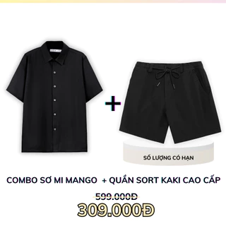 Set áo sơ mi tay ngắn mango 8110 + quần kaki nam lưng chun cao cấp 4103 trẻ trung, thời trang LADOS-7104