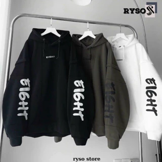 Áo Hoodie Nỉ Lót Bông Tay Nối EIGHT Form Rộng Unisex , Hoodie Zip Chất Nỉ Bông Dày Dặn