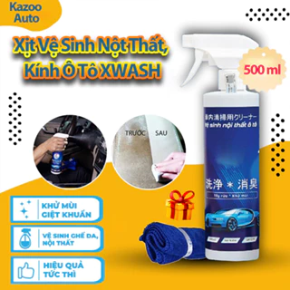 [Kèm Khăn Lau] Chai Xịt Vệ Sinh Kính Và Nội Thất Ô Tô XWASH 500ml, Làm Sạch Khử Mùi Kính, Sofa Nội Thất Xe Hơi