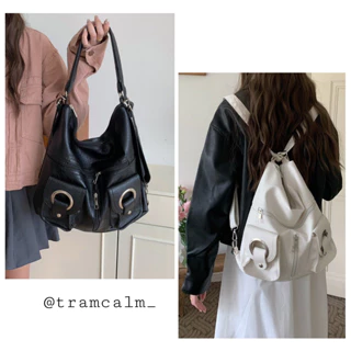 [ Ảnh thật- Hàng sẵn] Túi xách da đeo 2 kiểu ( tote/balo) tiện lợi trendy -tramcalm