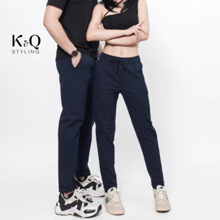 Quần ống suông kaki cotton co giãn xanh đen unisex K&Q STYLING cao cấp