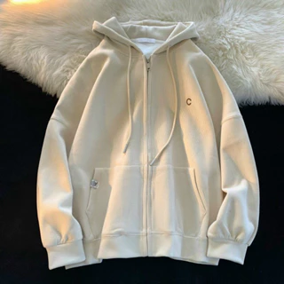 Áo Hoodie Zip Khoác Nỉ Thêu C Tay Bồng Nhiều Màu Form Rộng Unisex Nam Nữ-shopsituoiteen