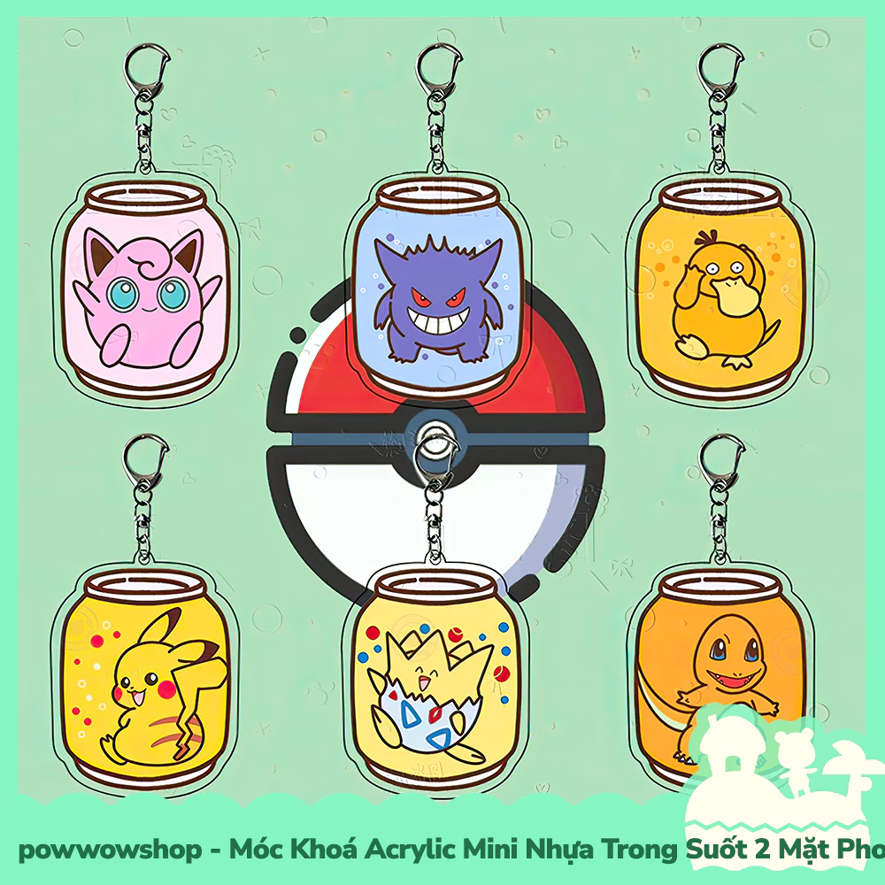 [Sẵn VN - Hỏa Tốc] Móc Khoá Nhựa Mini Trong Suốt Acrylic 2 Mặt Phong Cách Nhân Vật Anime Manga Game Pocket Monster