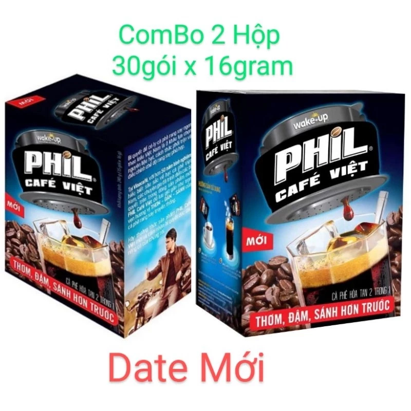 Combo 2 Hộp Cà Phê Phil Wake - Up Thơm Đậm Sánh (15gói x 16gram) DATE GIAO MỚI