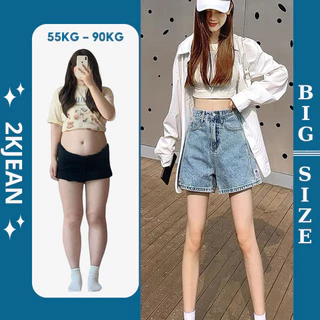 Quần ngố nữ jean lưng cao bigsize từ 55kg - 80kg hàng VNXK thời trang bigsize 2Kjean MS62