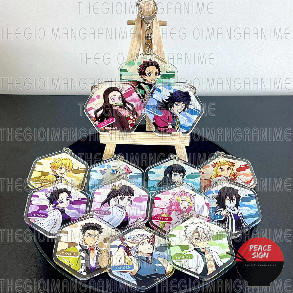 Móc khóa KIMETSU NO YAIBA ver LỤC GIÁC keyring mica acrylicj in hình anime chibi dễ thương