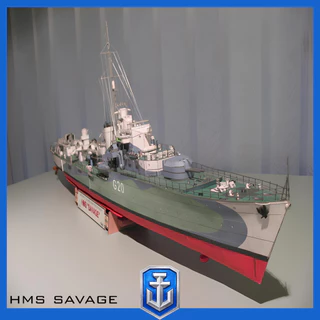 Mô hình giấy 3D khu trục hạm Hải quân Hoàng gia Anh HMS SAVAGE