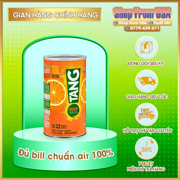 Bột Pha Nước Cam Tang Orange Naranja 2.04kg Nội địa Mỹ [ Date 2025 ]