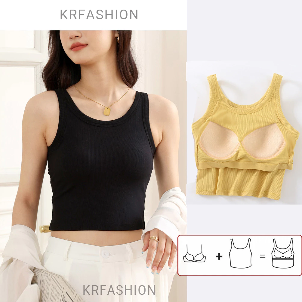 Áo ba lỗ nữ hai dây áo thun phông 3 lỗ cộc tay sát nách tanktop hàn quốc KRfashion có mút mùa hè