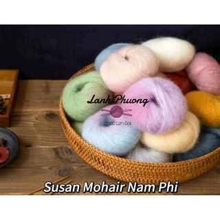 Len Susan Mohair Nam Phi mềm mịn, ấm, nhẹ móc áo, khăn