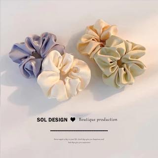 Dây Cột Tóc Scrunchies Tencel Trơn Mềm Mịn, Dây Buộc Tóc Scrunchies 4CM Phong Cách Hàn Quốc