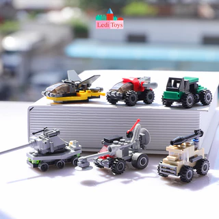 Đồ chơi lắp ráp mô hình ô tô, xe mini cho bé xe quân sự, cảnh sát, công trình  - Ledi Toys