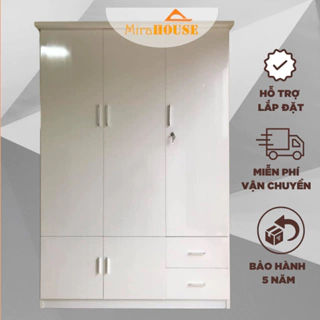 Tủ Nhựa Đài Loan 3 Cánh - Tủ Quần Áo Cao 1m85 dài 1m25 sâu 50cm, MIRA HOUSE miễn phí lắp đặt