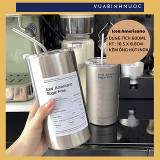 Bình giữ nhiệt, ly giữ nhiệt Iced Americano kim loại 600ml - vuabinhnuoc