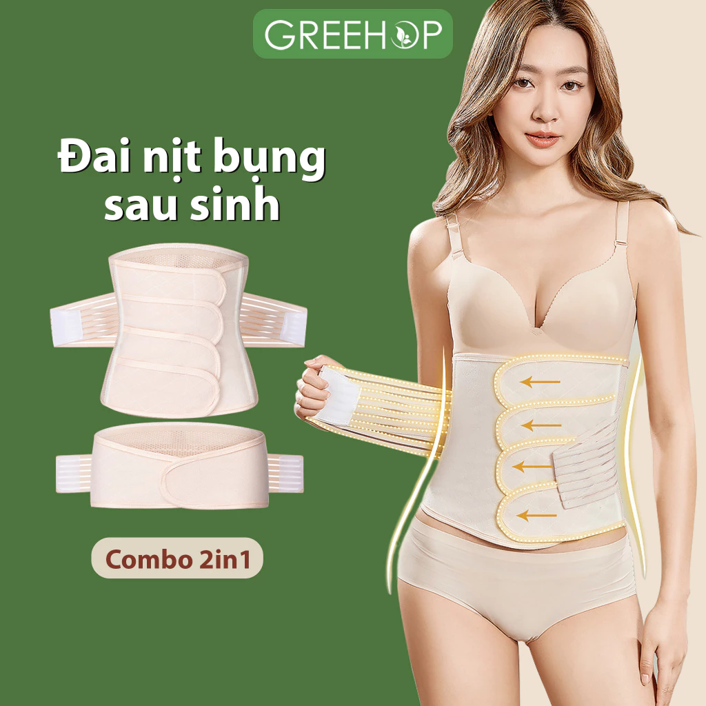 Đai nịt bụng sau sinh, gen nịt bụng dưới giảm mỡ thừa thu gọn vòng eo lấy lại vóc dáng Greehop